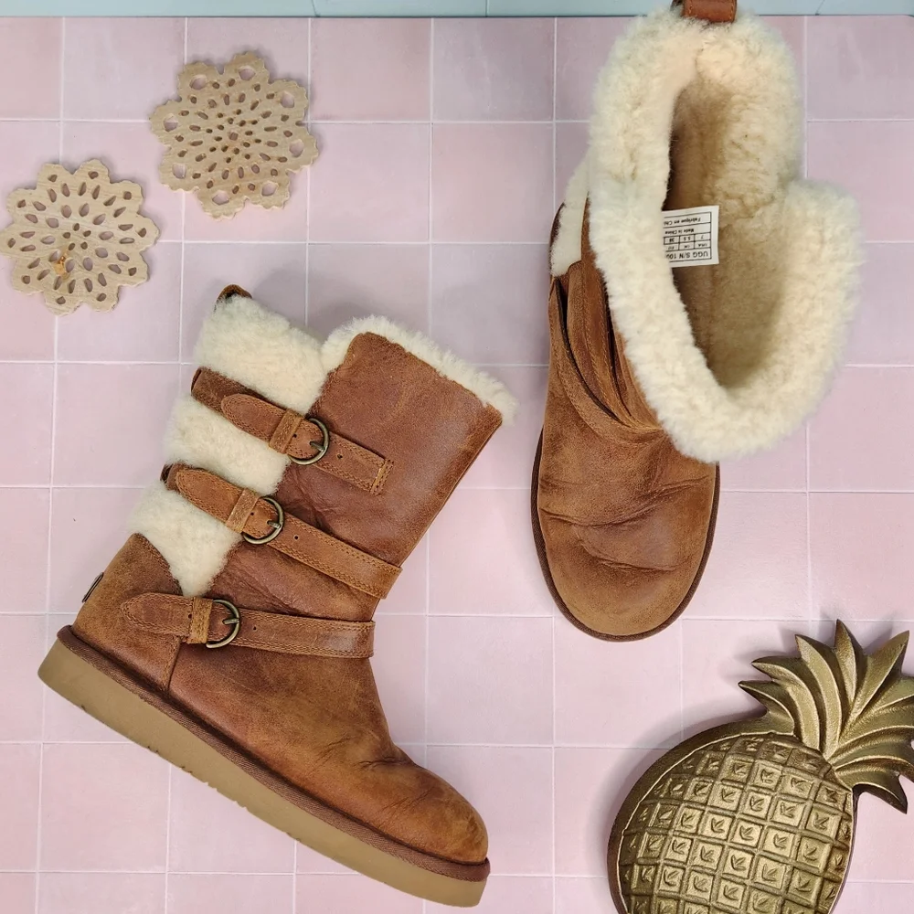UGG Becket Leather & Shearling Mid-Calf Boots